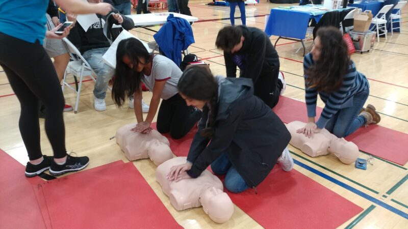 CPR training on dummies