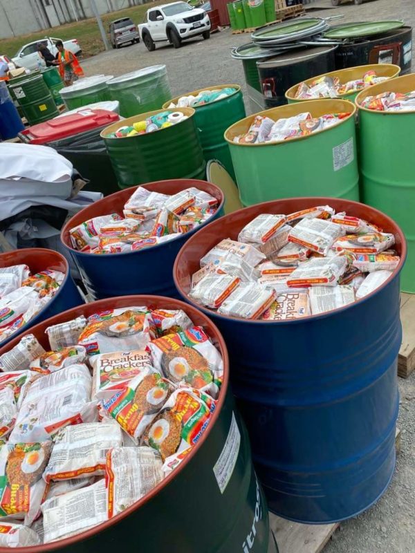 Supplies ready to get shipped to Tonga.